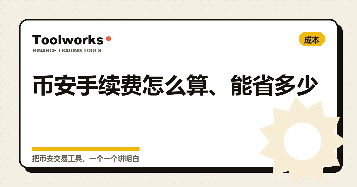手绘风格的手续费拆解示意：挂单吃单费率、BNB 抵扣、VIP 折扣和邀请返佣一层层叠在一起