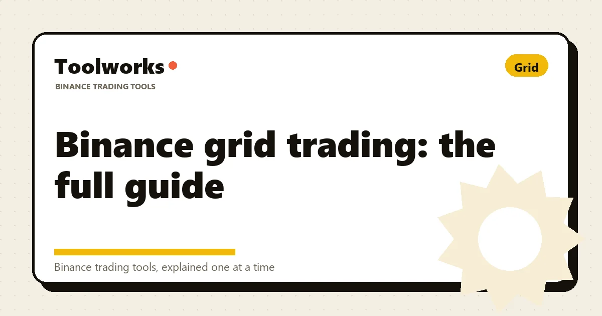 Hand-drawn sketch of grid trading: price bobs up and down inside a range while a bot buys low and sells high at each grid line