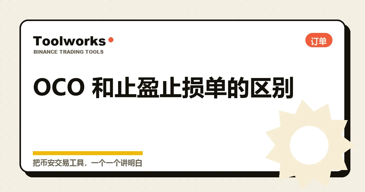 手绘风格示意 OCO 二选一委托：上方止盈、下方止损两条线